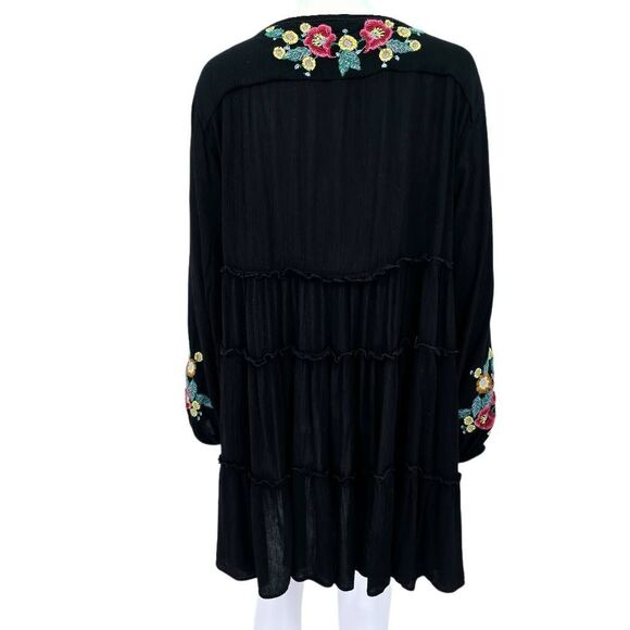 Free People Spell on You Embroidered Peasant Mini Dress Black M - Picture 2 of 6